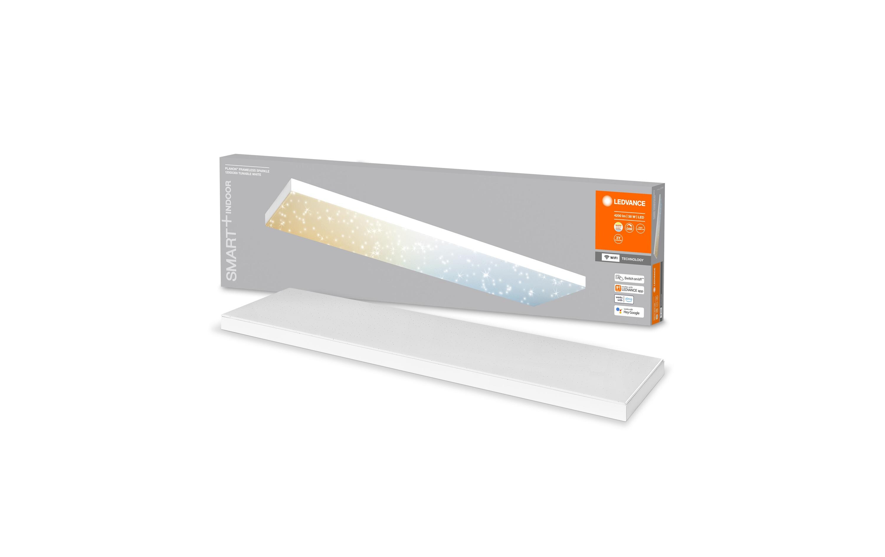 LED-Panel Smart+ Planon Sparkle, 120 x 30 cm, 38W, TW, Weiss<br>LED Panelleuchte