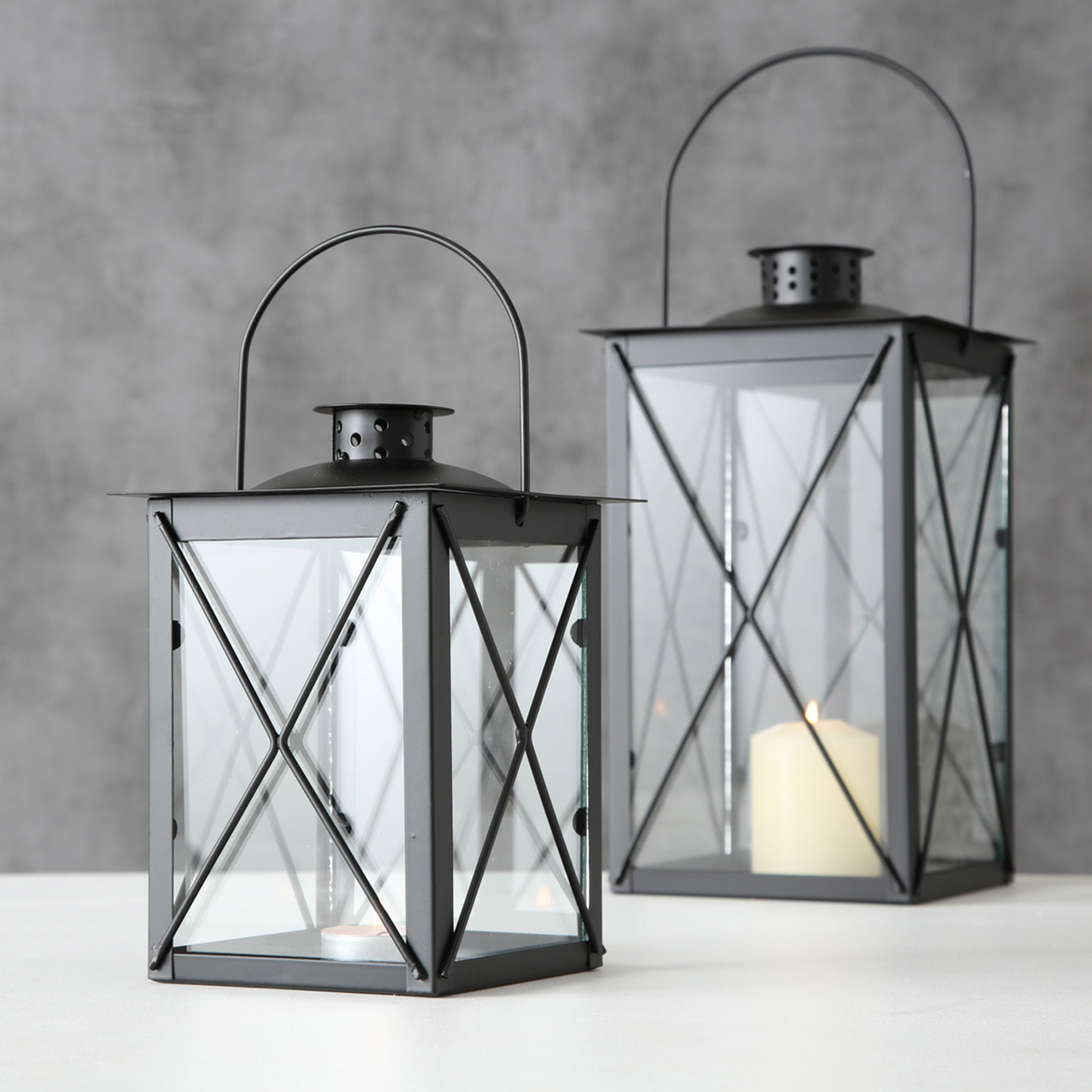 Indoor-Laterne - schwarz - 30 cm hoch