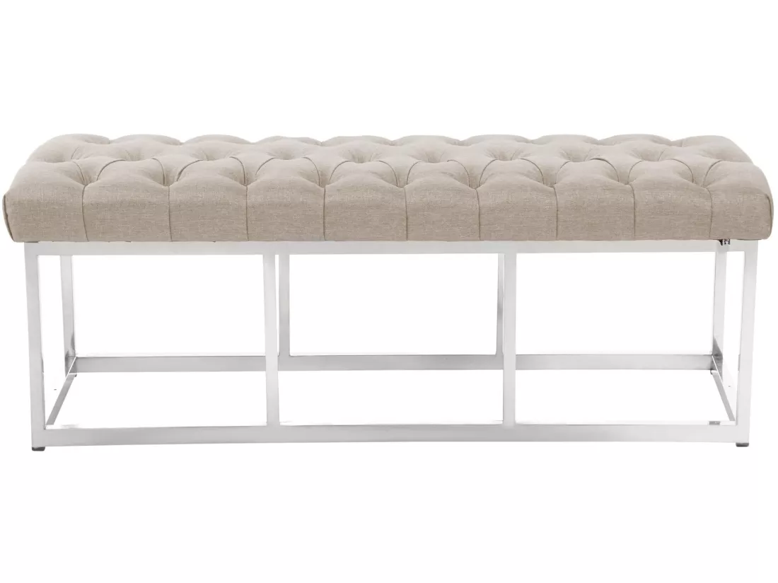 Banquette - Tissu & Acier inoxydable - Crème - Amun