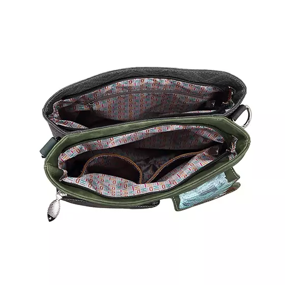 Hi-di-Hi Hand/ Schoudertas King Shopper Dark Green/ Dark Grey