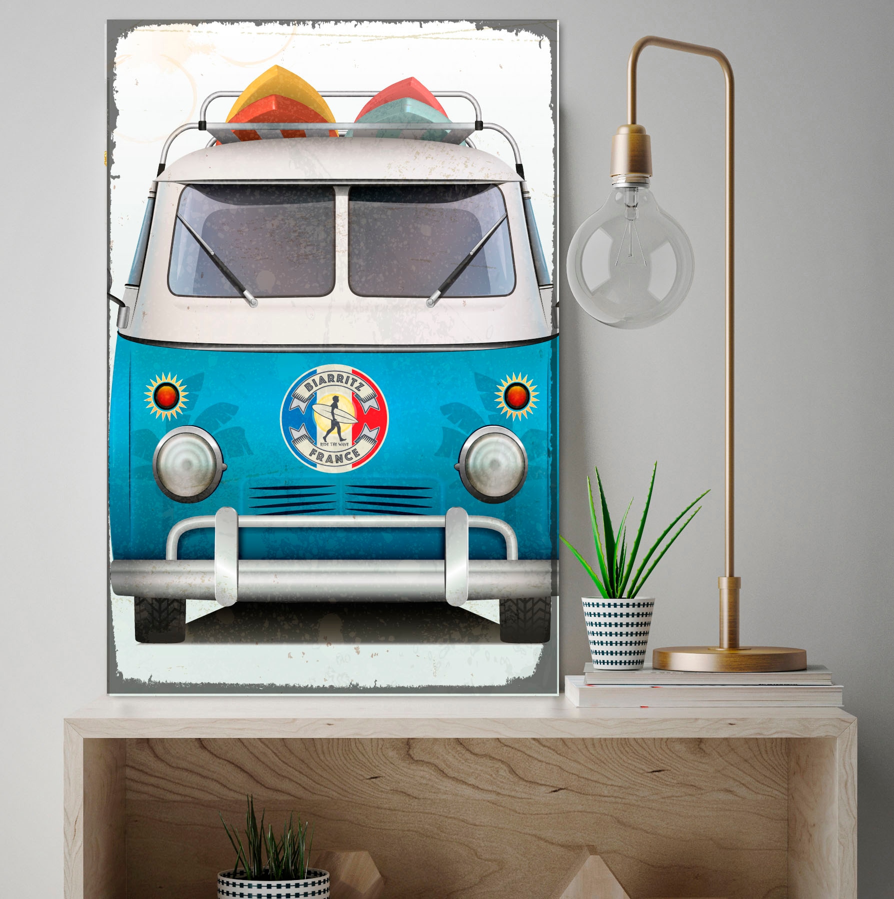 queence Metallbild »Biarritz Surf Bus« Auto | Autos 1 Stk. tlg. Stahlschilder