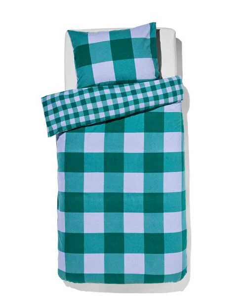 housse de couette flanelle 140 x 200/220 carreaux vert