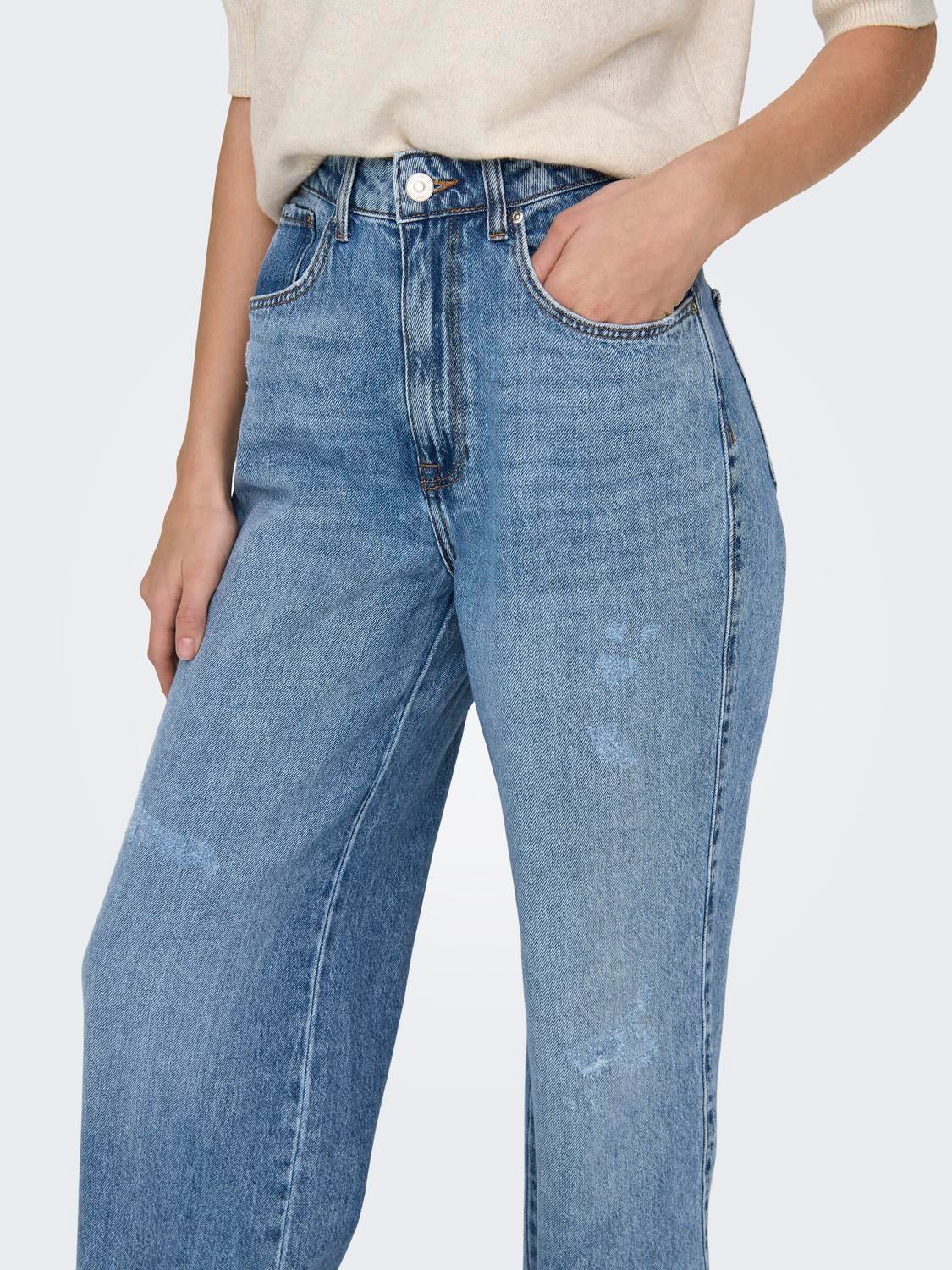 ONLHOPE Sehr hohe Taille Weiter Beinschnitt Jeans Light Blue Denim