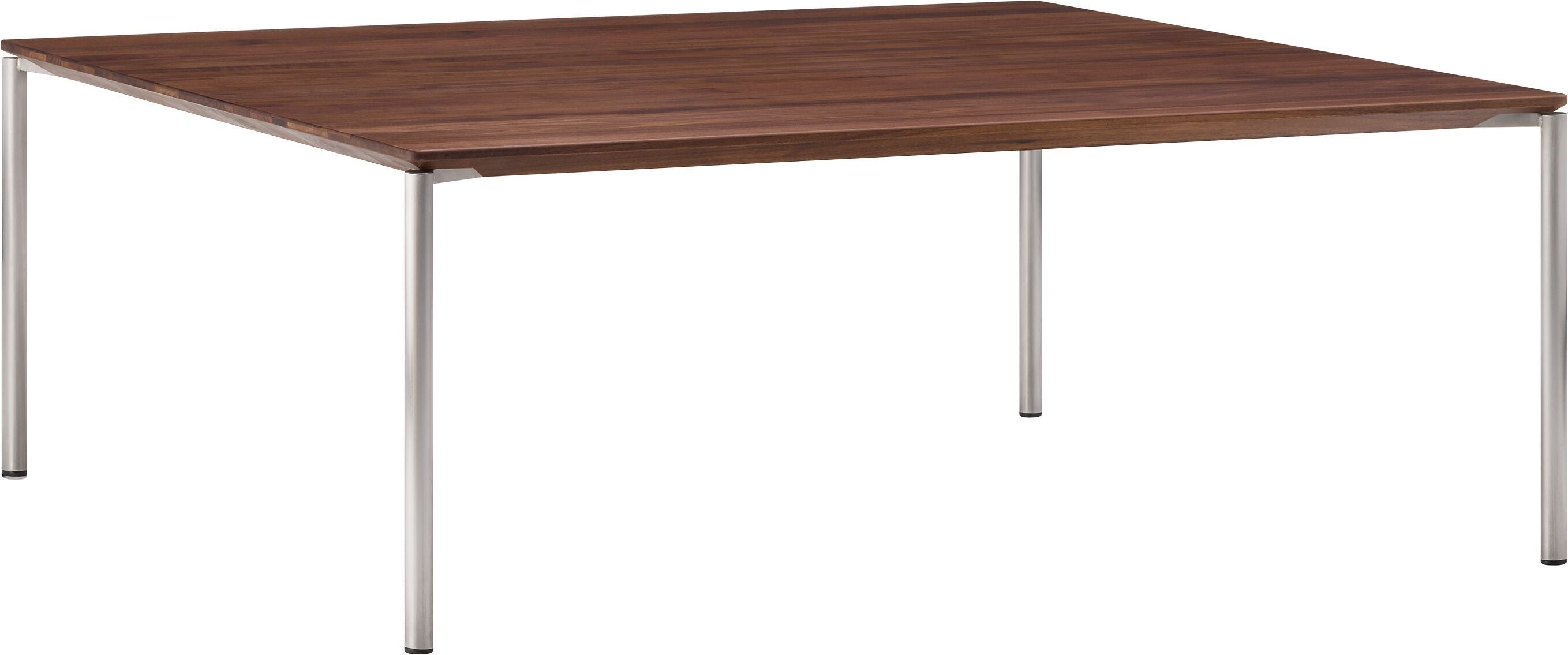 BAO Salontisch - Nussbaum massiv / Edelstahl / B: 90.0 cm x T: 90.0 cm x H: 35.0 cm