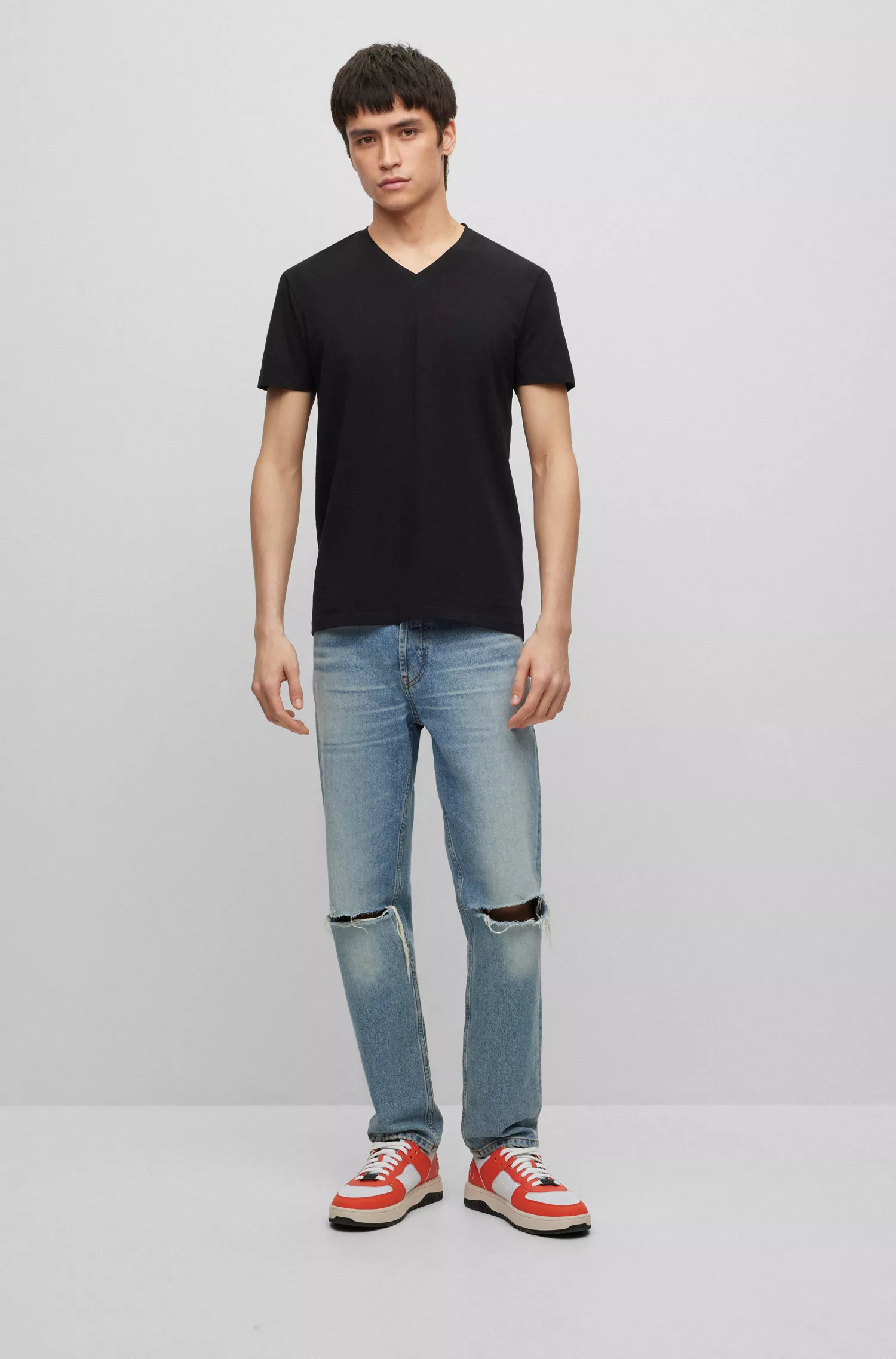HUGO Vermelho - Pacote com duas camisetas slim fit em algodão elástico.