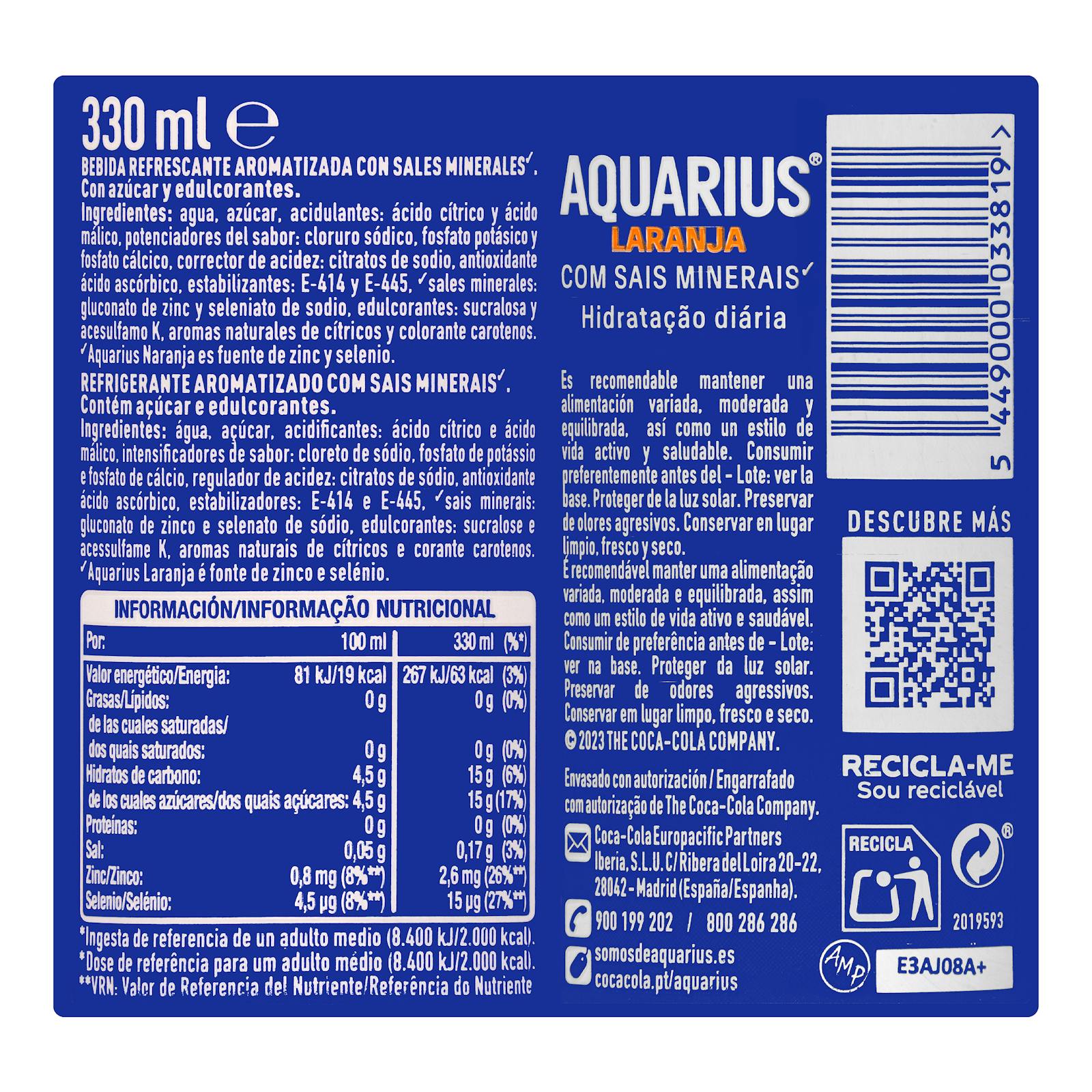 Boisson isotonique à l'orange Aquarius