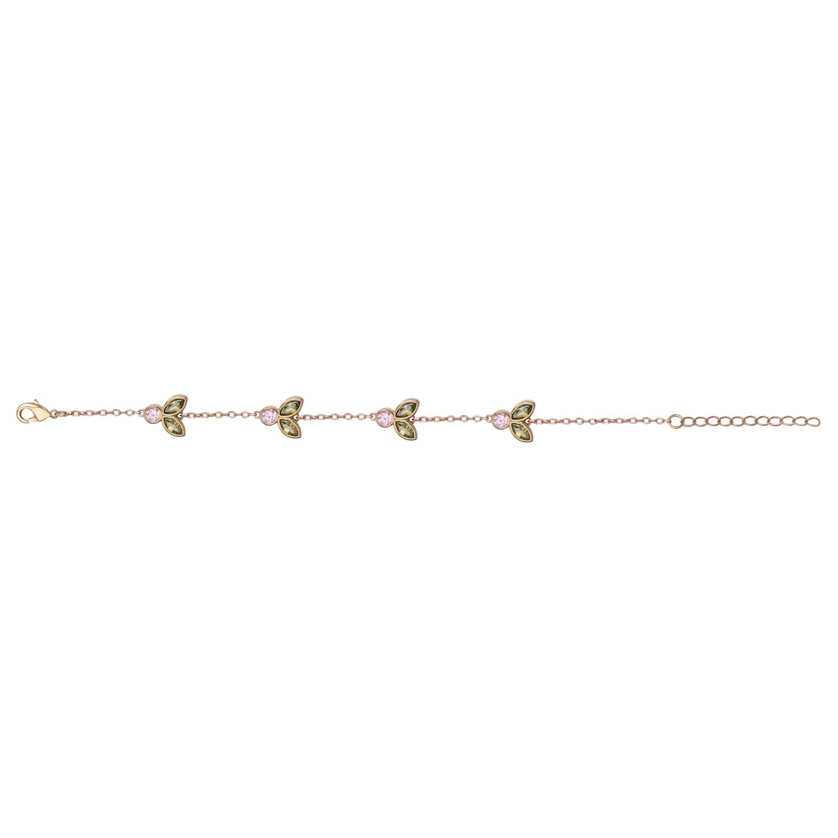Bracelet souple multi-motifs en Plaqué Or avec oxyde de zirconium multicolore