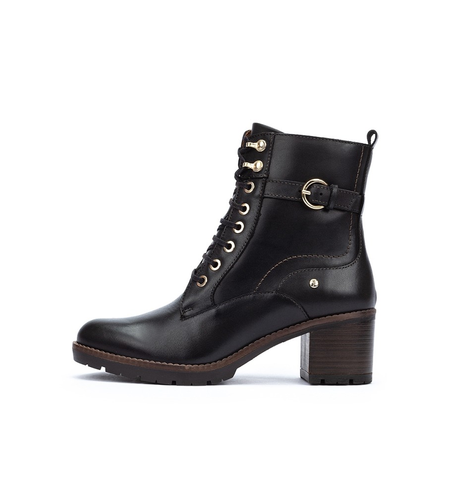 Botas de cano curto Pikolinos Llanes em couro preto - Altura do salto: 6 cm -
