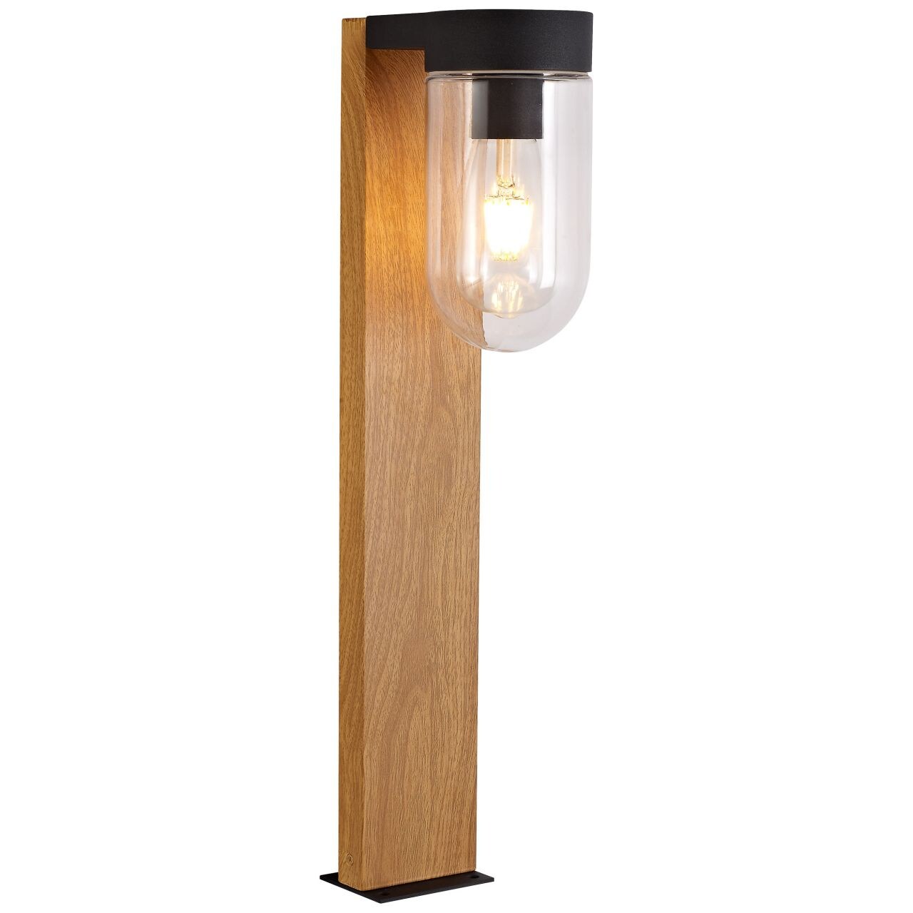 BRILLIANT Lampe Cabar Außensockelleuchte 55cm holz dunkel/schwarz | 1x A60, E27, 40W, geeignet für Normallampen (nicht enthalten) | IP-Schutzart: 44 - spritzwassergeschützt