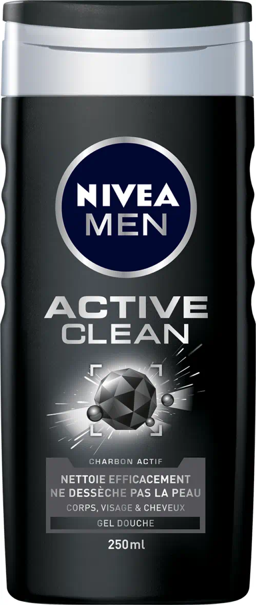 GEL DOUCHE 3 EN 1 HOMME ACTIVE CLEAN AU CHARBON
