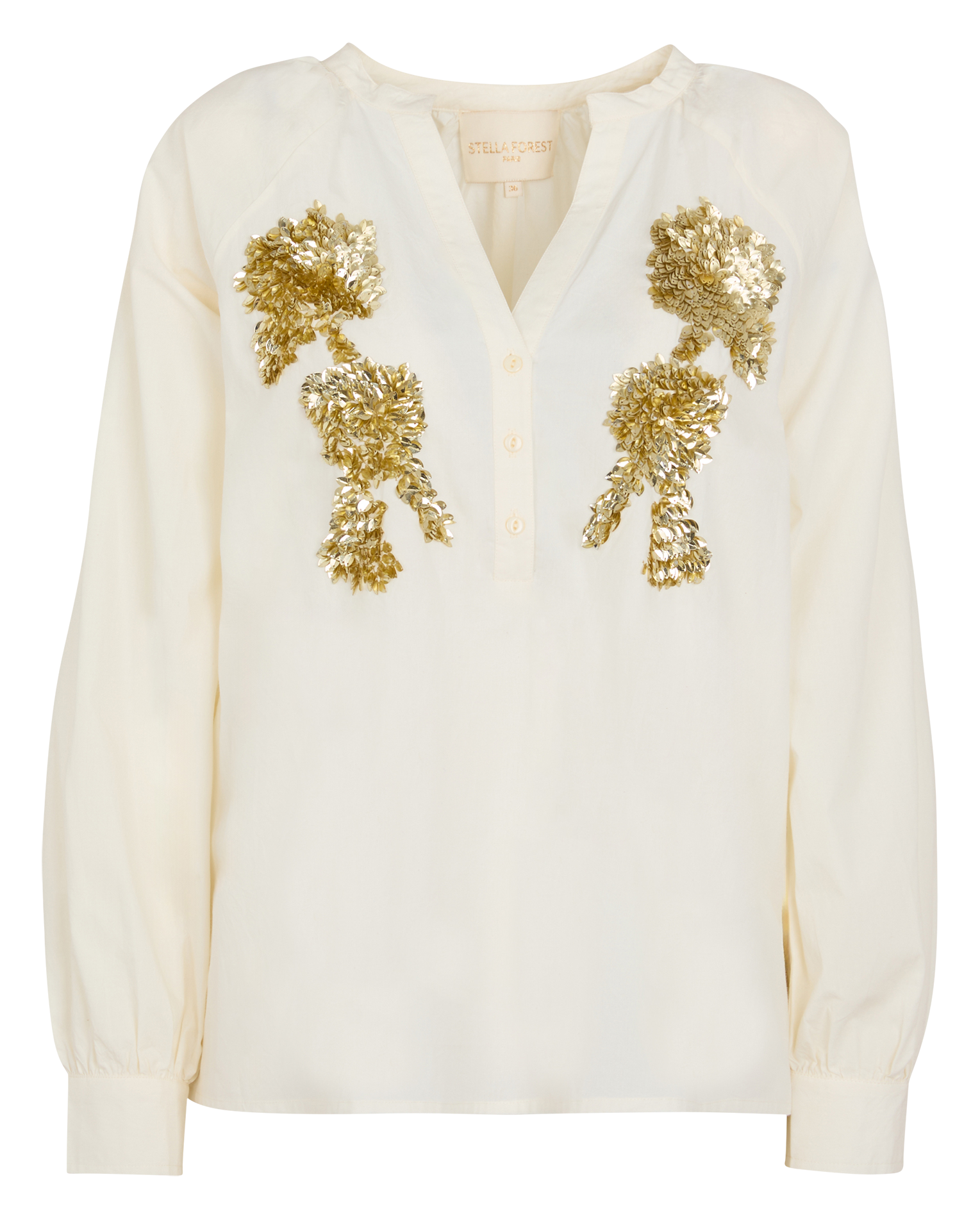 ALEXIA - Blouse col V en coton | Beige