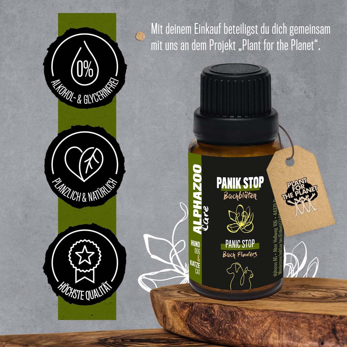ALPHAZOO Panic Stop Bach Bloesem Remedies 15g voor Honden en Katten | Rescue Drops Globules