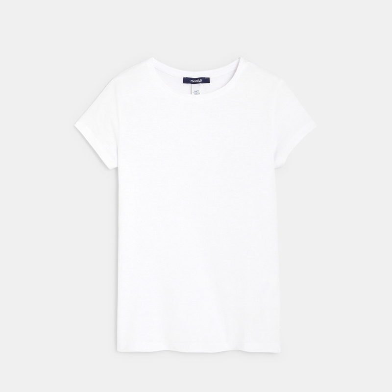 T-shirt manches courtes uni blanc fille