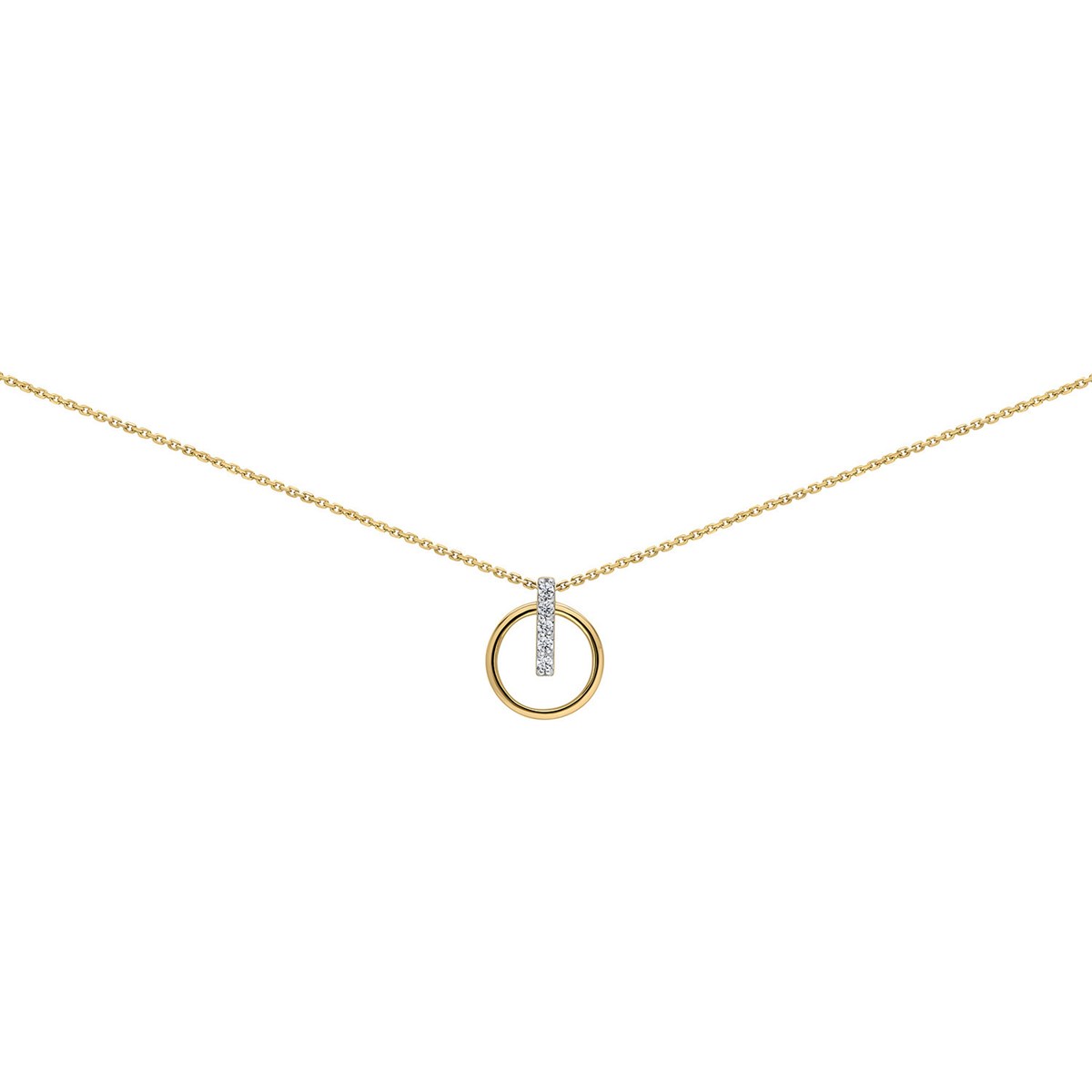 Collier Brillaxis cercle or jaune barrette diamants