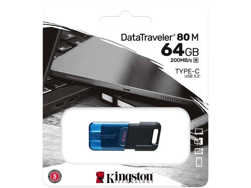Kingston USB-Stick DataTraveler 80 M 64 GB Portabler Speicher für USB-C-Geräte