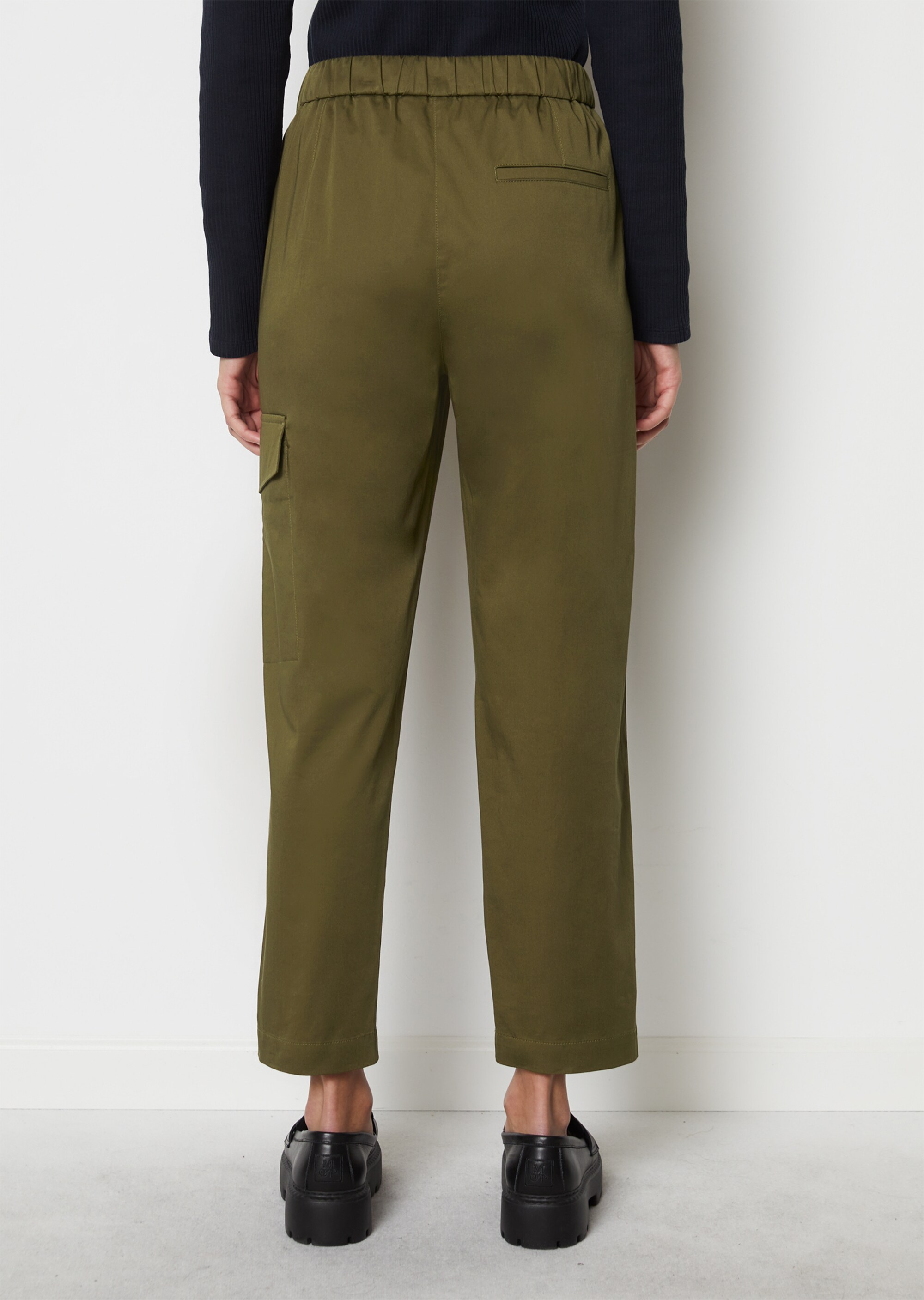 Cargo-Schlupfhose taperedaus Baumwoll-Satin-Stretch