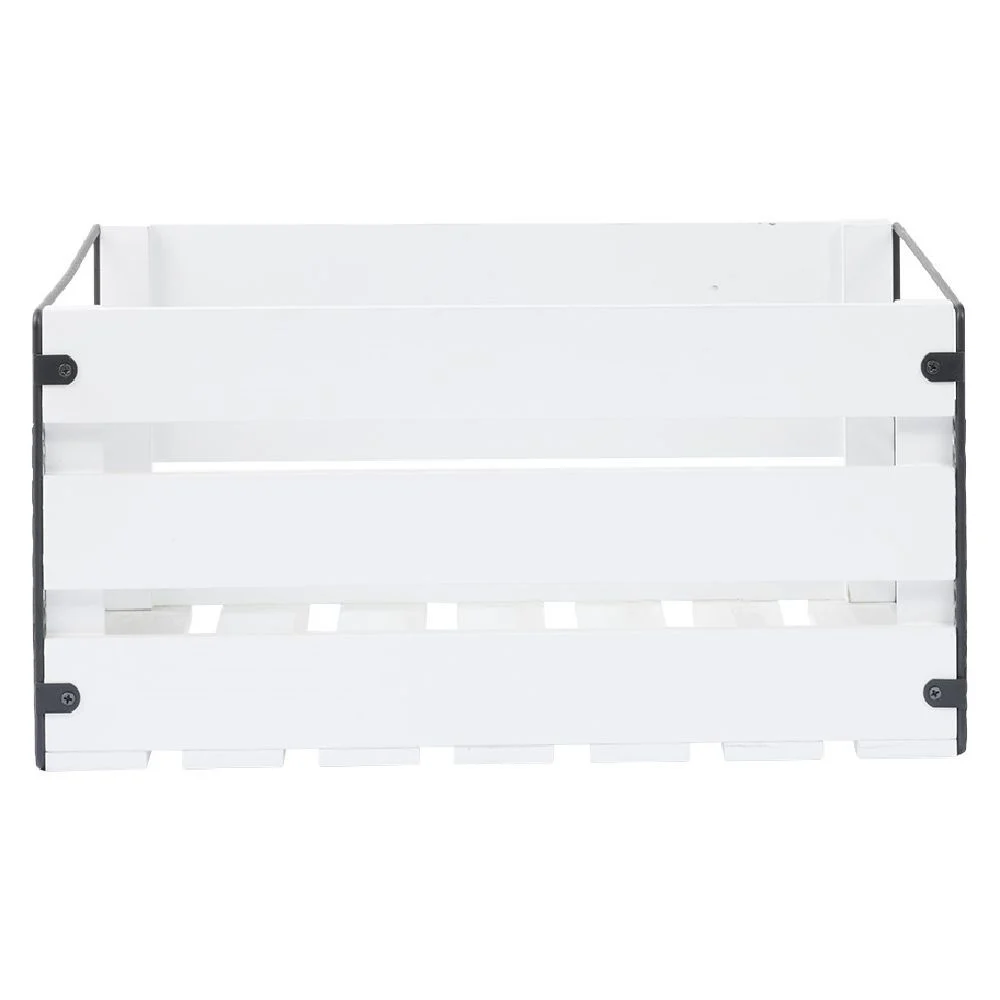 Caisse de rangement en bois et métal - L41 x l20 x H28 cm
