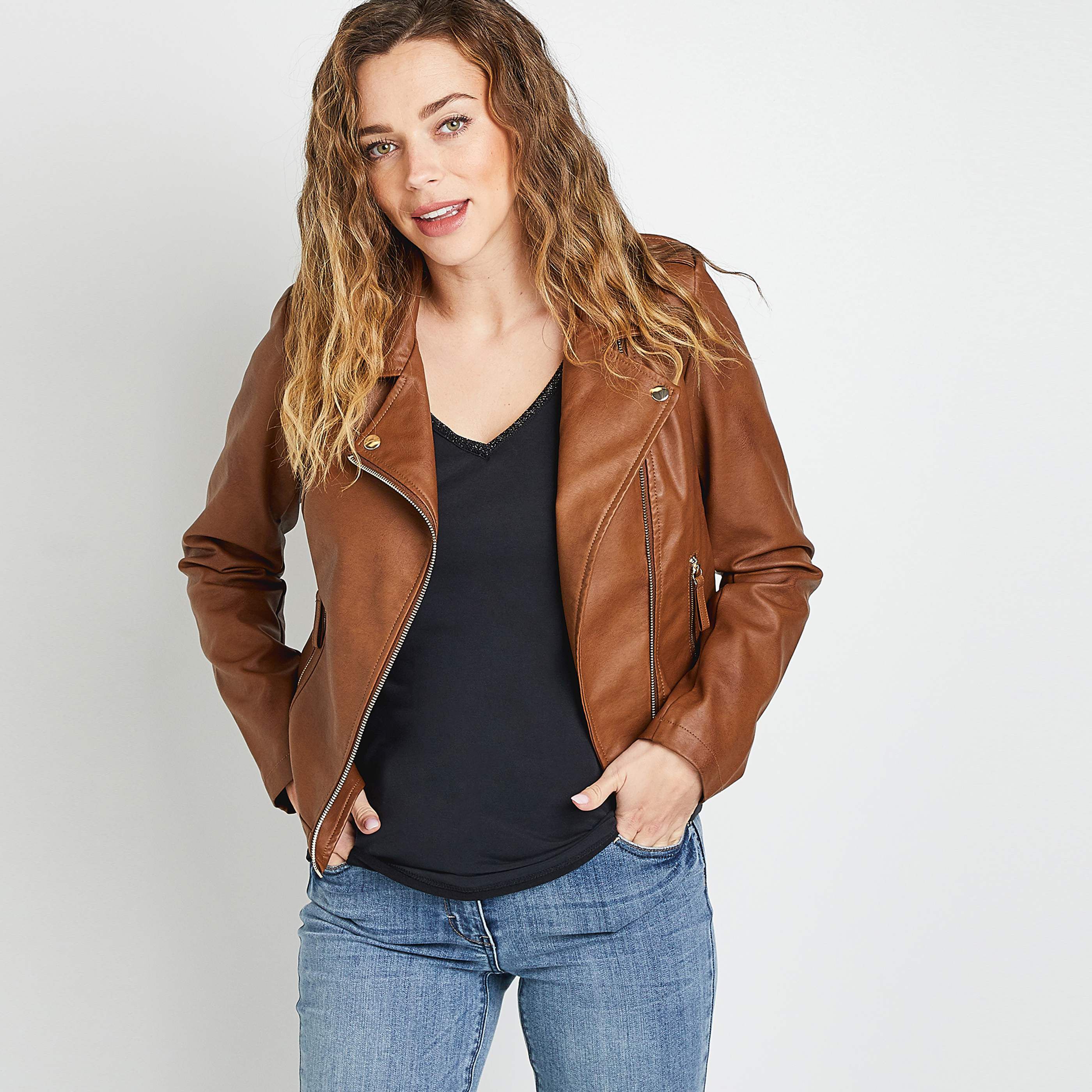 Blouson en simili femme - CAMEL