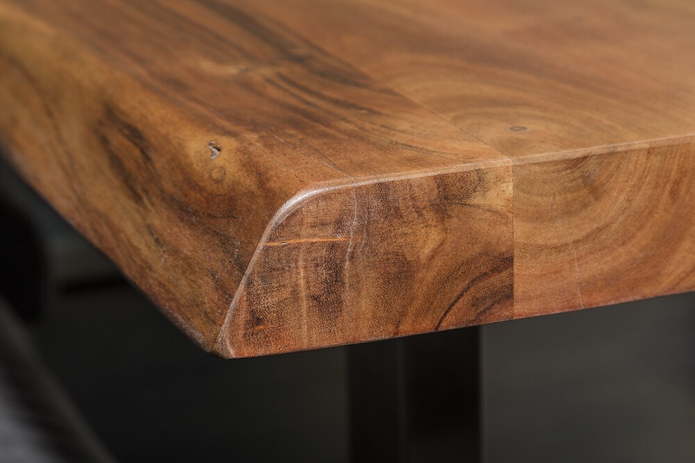 riess-ambiente Esstisch MAMMUT NATURE - 240cm Akazie Baumkante 6cm Tischplatte Edelstahlbeine Massivholz