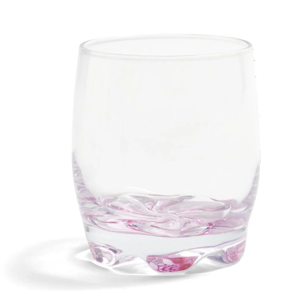 Lot de 3 verres 29cl en verre transparent fond coloré rose/violet/orange