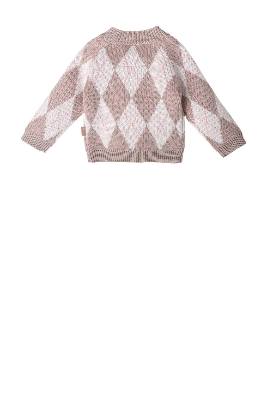 BESS baby geruit vest beige/wit/roze