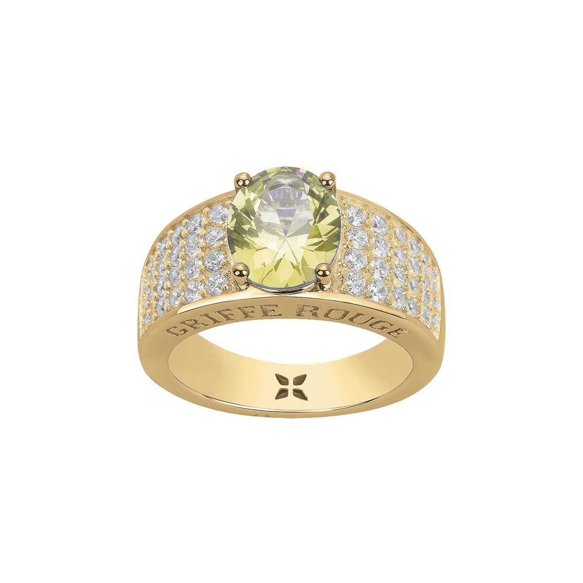 Bague ELISABETH en Plaqué Or avec pierre synthétique vert