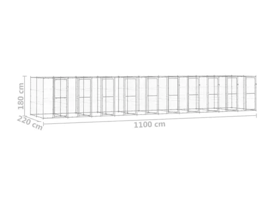 Chenil extérieur cage enclos 1100 x 220 x 180 cm 02_0000415