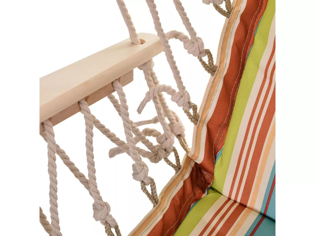 Chaise suspendue hamac de voyage respirant portable coton macramé polyester rayé multicolore