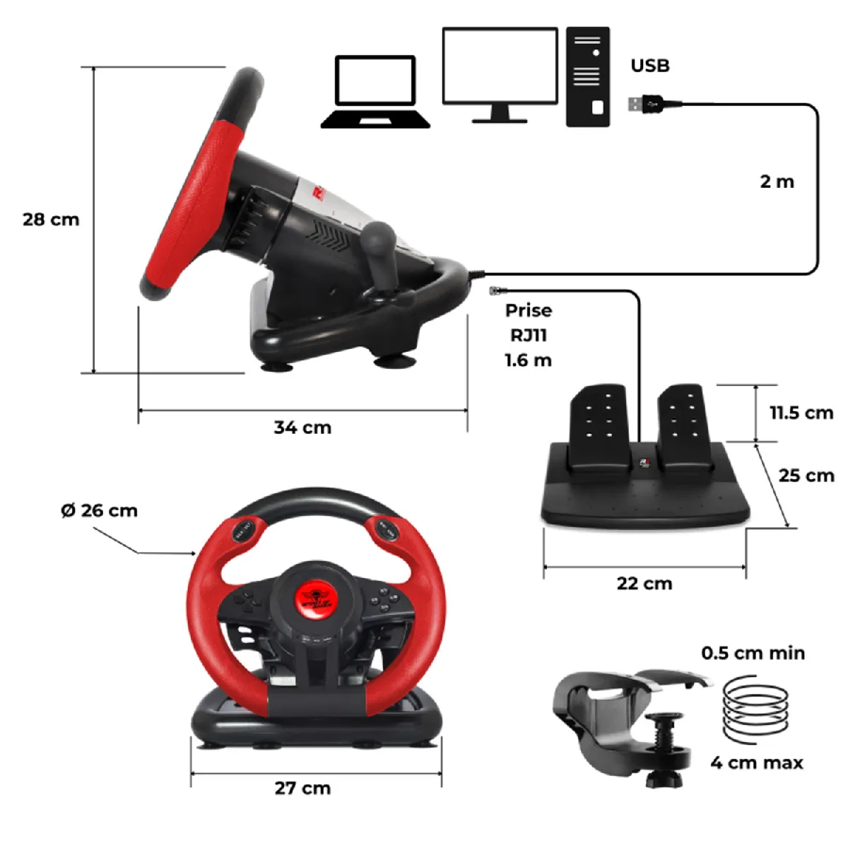 Spirit of Gamers RACE WHEEL PRO 1 - Noir/Rouge