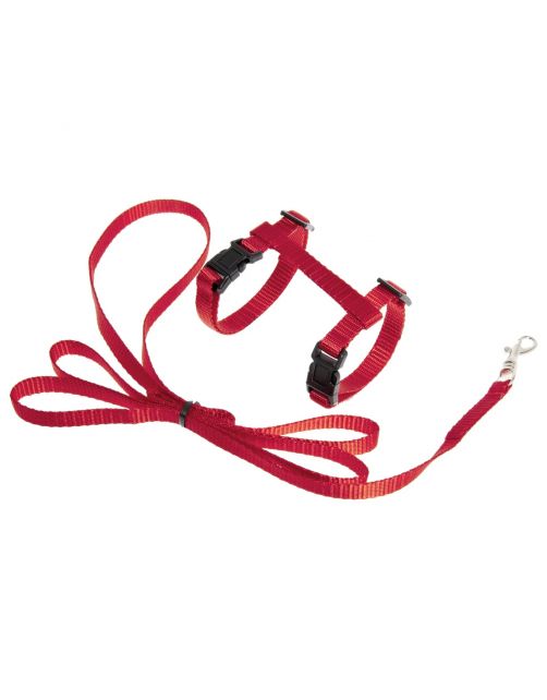 Flamingo Kittenharnas + Lijn Ziggi - Kattentuigje - Rood 120cm 10mm