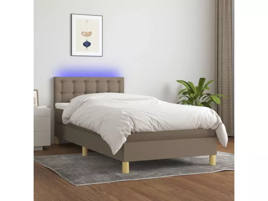 Sommier tapissier avec matelas et LED Taupe 90x190 cm Tissu