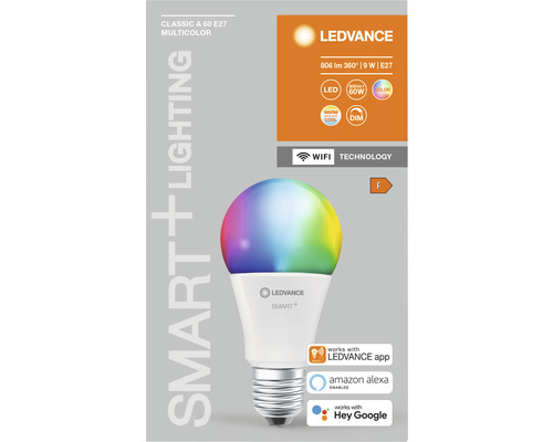 Ledvance Smart WIFI LED-lamp dimbaar A60 E27/9W (60W) mat 806 lm 2700- 6500 K RGBW