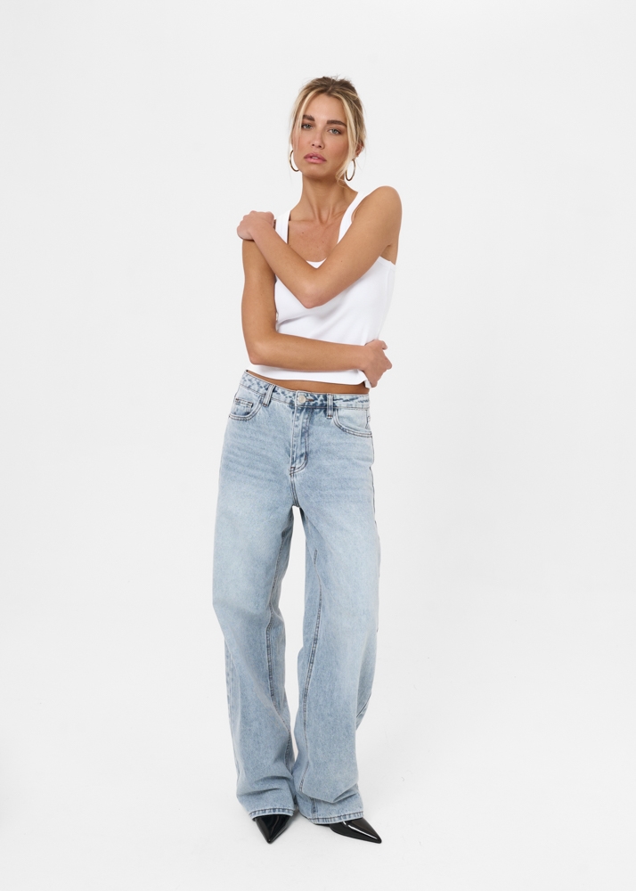 Loose fit jeans sky blauw