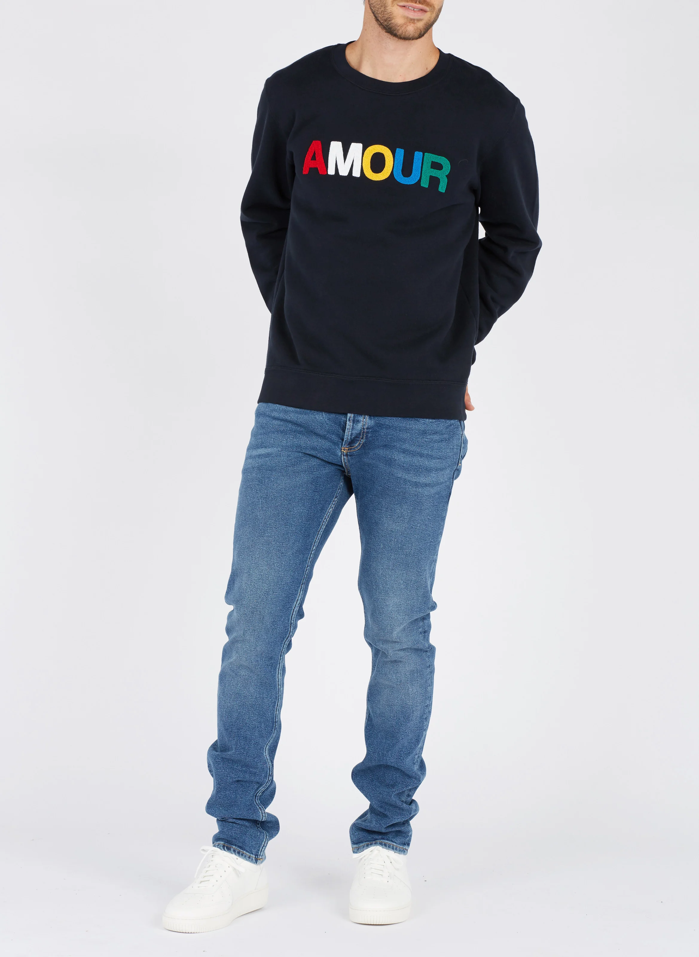 Jean slim taille normale en coton stretch | Bleu