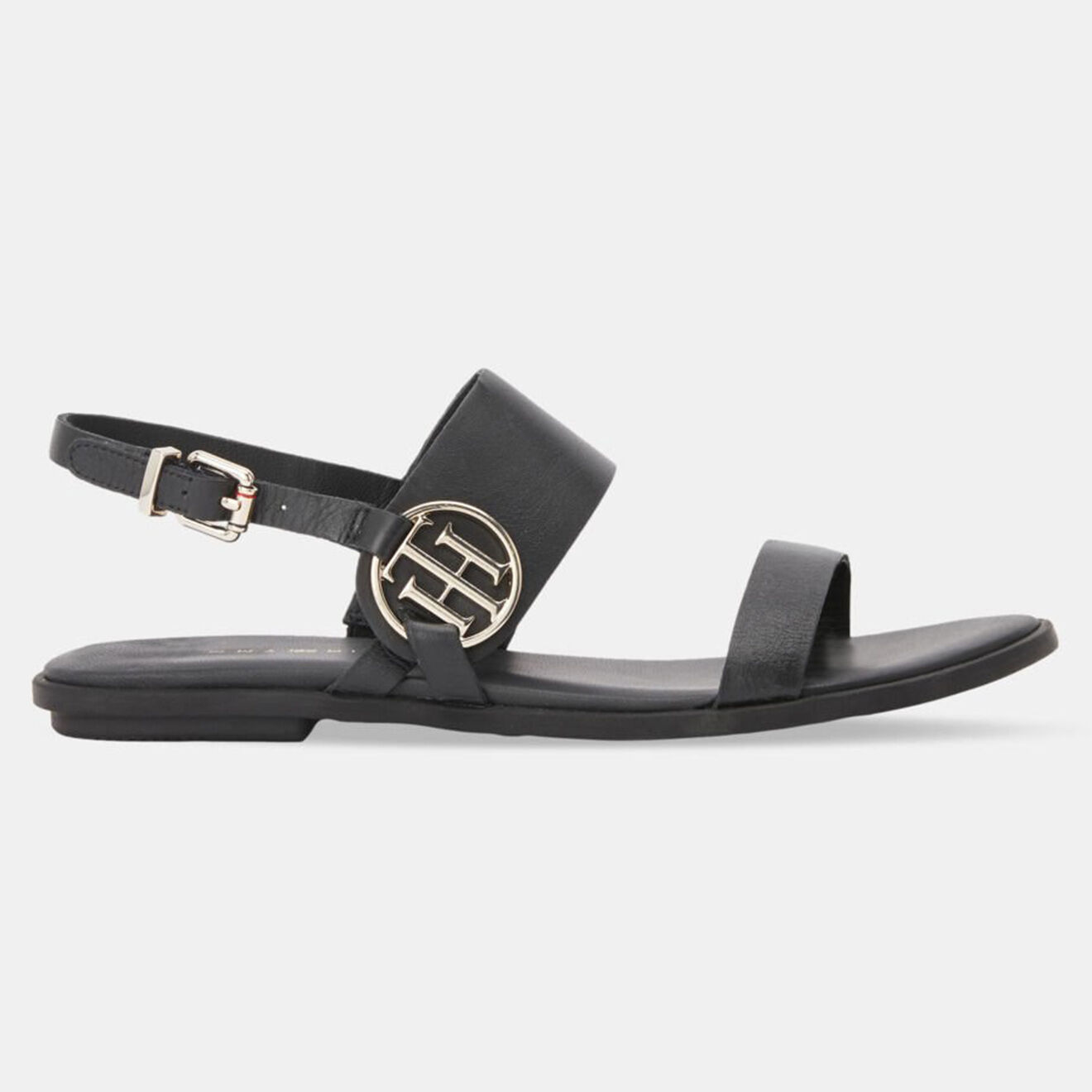 Tommy Hilfiger Sandales en Cuir Round Flat noires