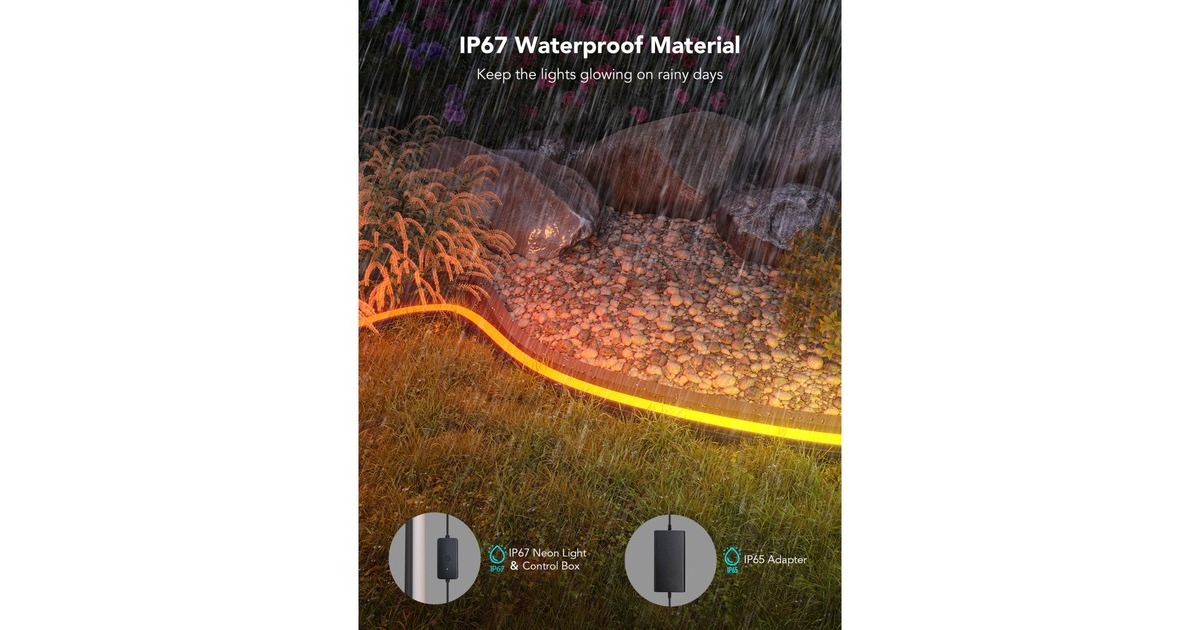 GoveeRGBIC Outdoor Neon Rope Light sfeerverlichting  (10 meter, 2,4GHz wifi + Bluetooth)