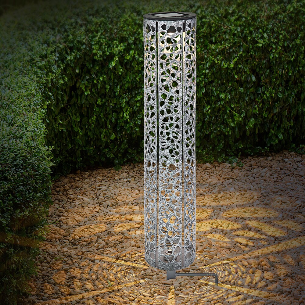 LED Solarleuchte, Metall, Schwarz, silber zinkfarben, H 46cm