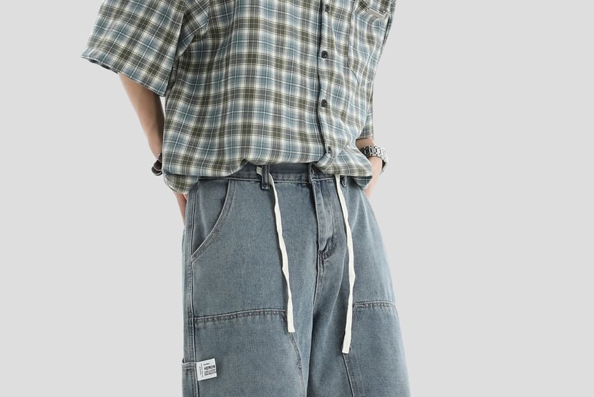 INStudio - Mid Rise Washed Denim Shorts