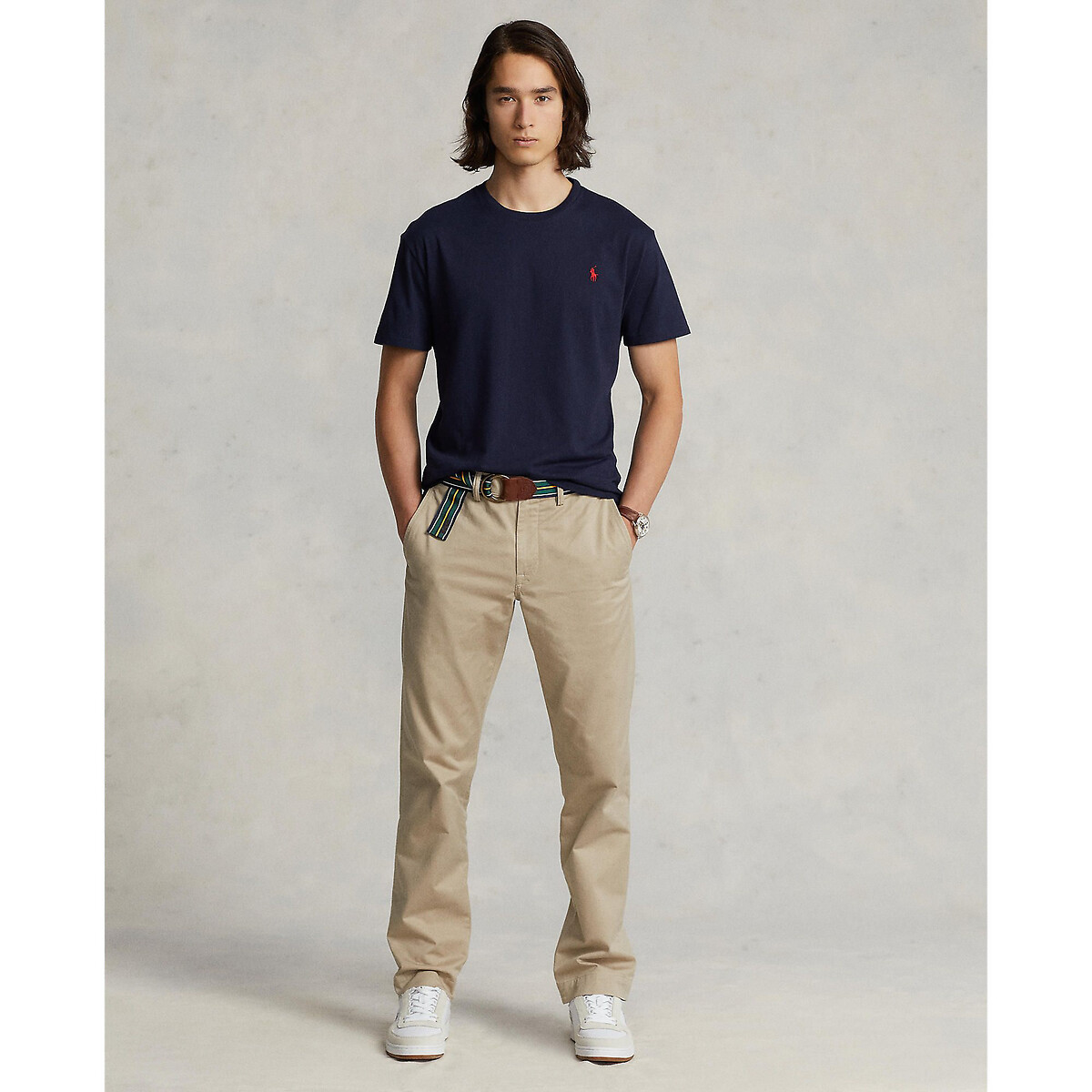 POLO RALPH LAUREN<br>Camiseta de malha slim fit com gola redonda