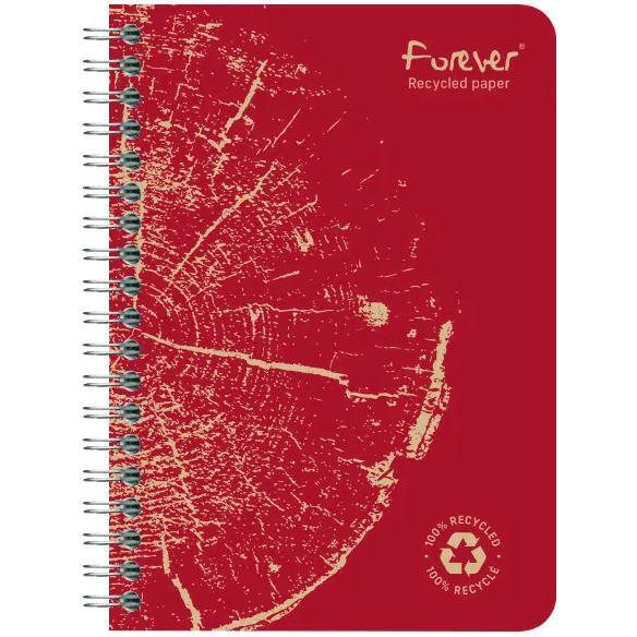 Carnet reliure intégrale FOREVER PREMIUM 100% recyclé A6 120 pages détachables micro-perforées petits carreaux papier blanc 90 g - Assortis