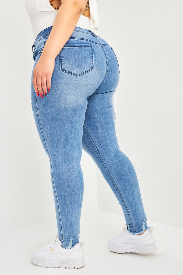 Jean skinny bleu usé