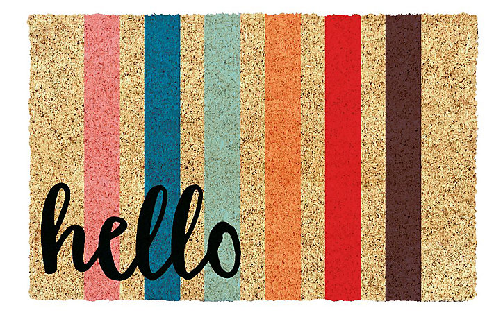 Paillasson coco Hello multicouleur L.60 x l.40 cm