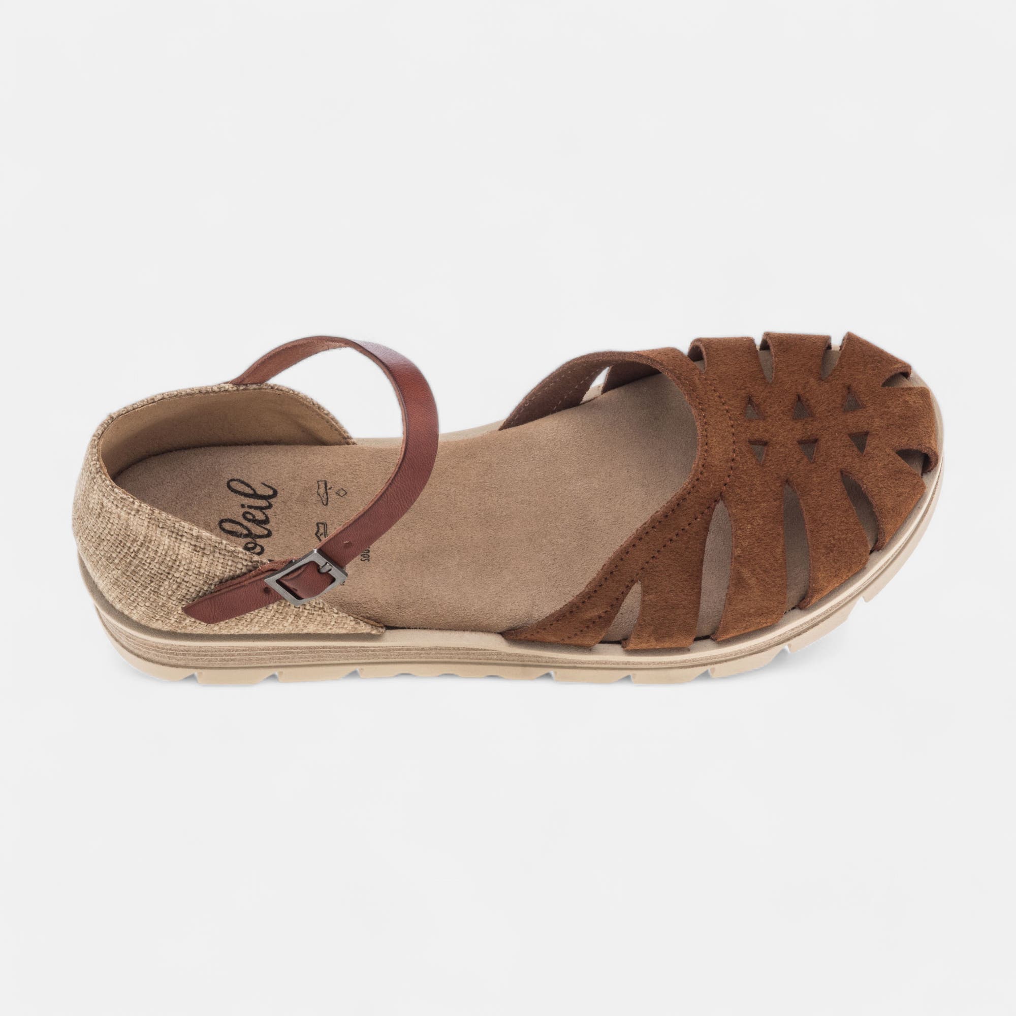 Sandales Femme en cuir cognac