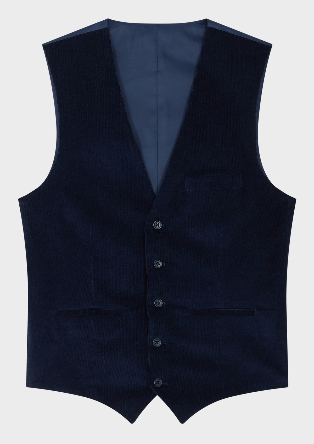 Gilet casual en velours côtelé uni bleu marine