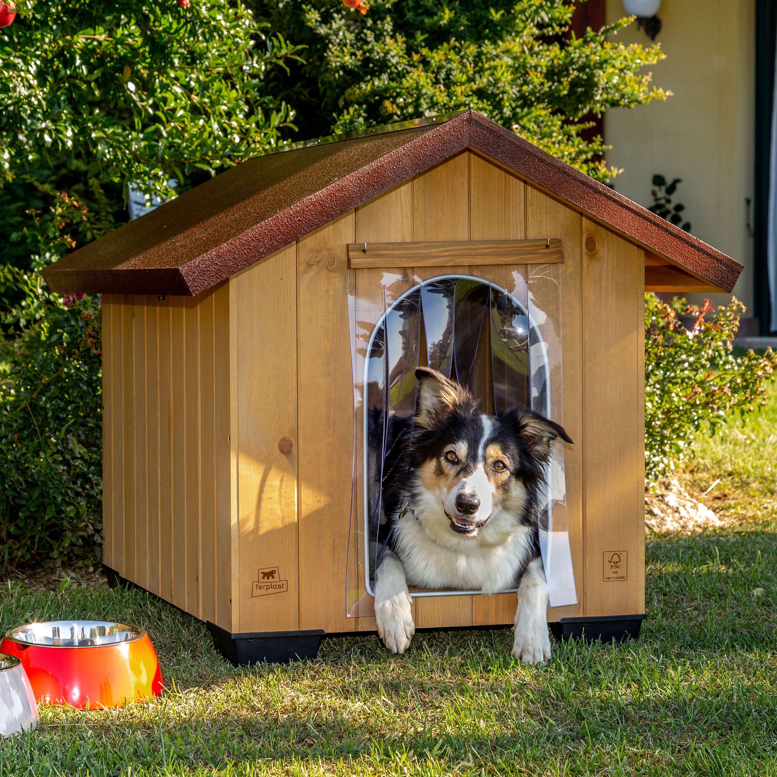 Ferplast porte pour niche pour chiens modèle domus maxi, porte pour niches d'extérieur, pvc transparent, anti-pluie, vent, froid,