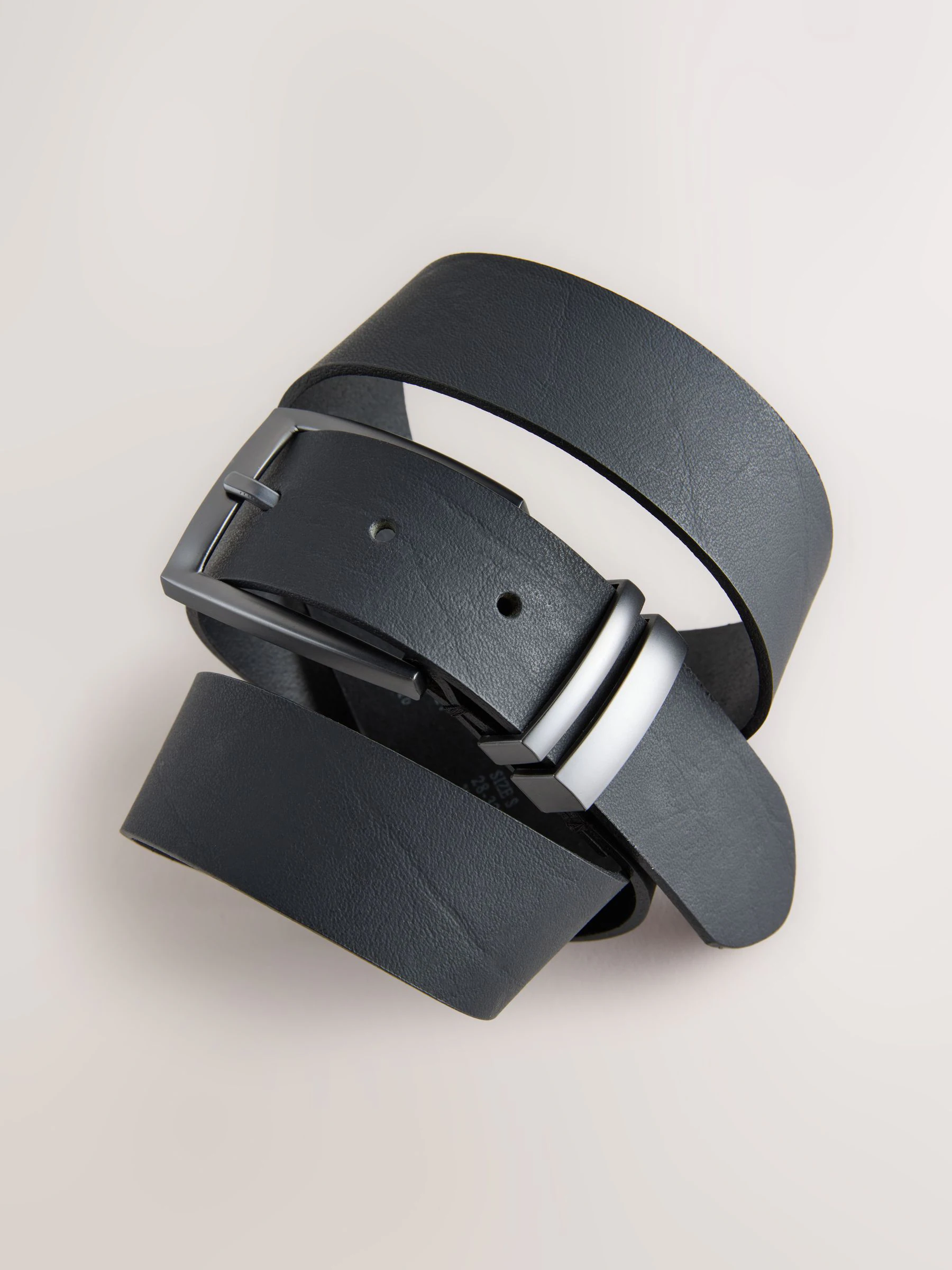 Zwart - Leather Belt With Double Keeperloop