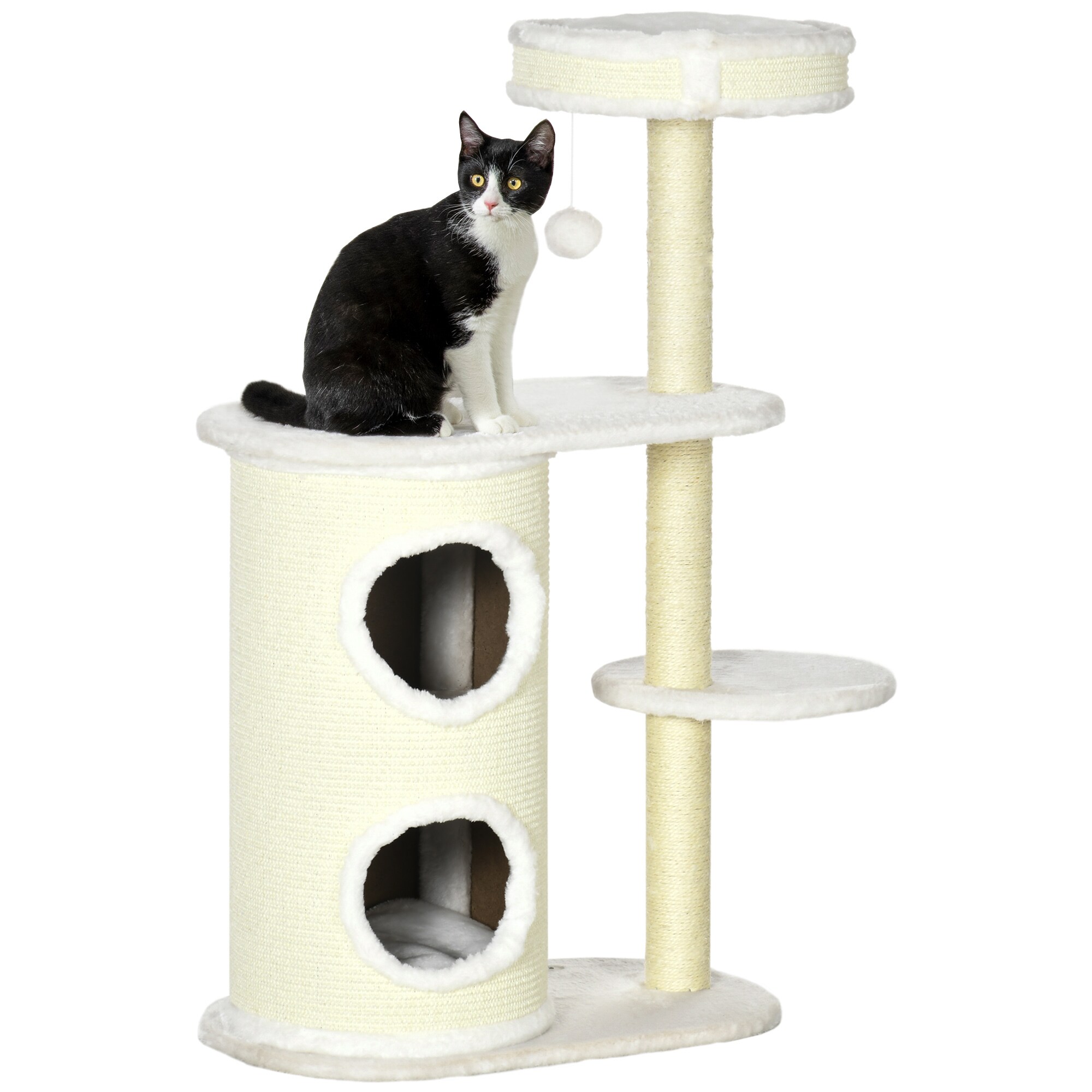PawHut Kratzbaum mit Kratztonne weiß 59L x 35B x 100H cm