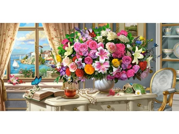 Castorland Summer Flowers and Cup of Tea 4000 pcs, 4000 stykker, Kunst, 9 år