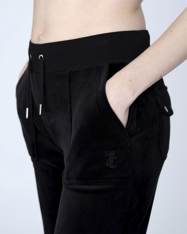 Juicy Couture Del Ray Classic Velour Pant Pocket Design Black