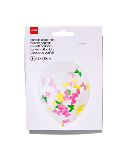 6 ballons confettis Ø 30cm papillon